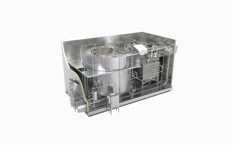 Congelador espiral de auto-apilamiento